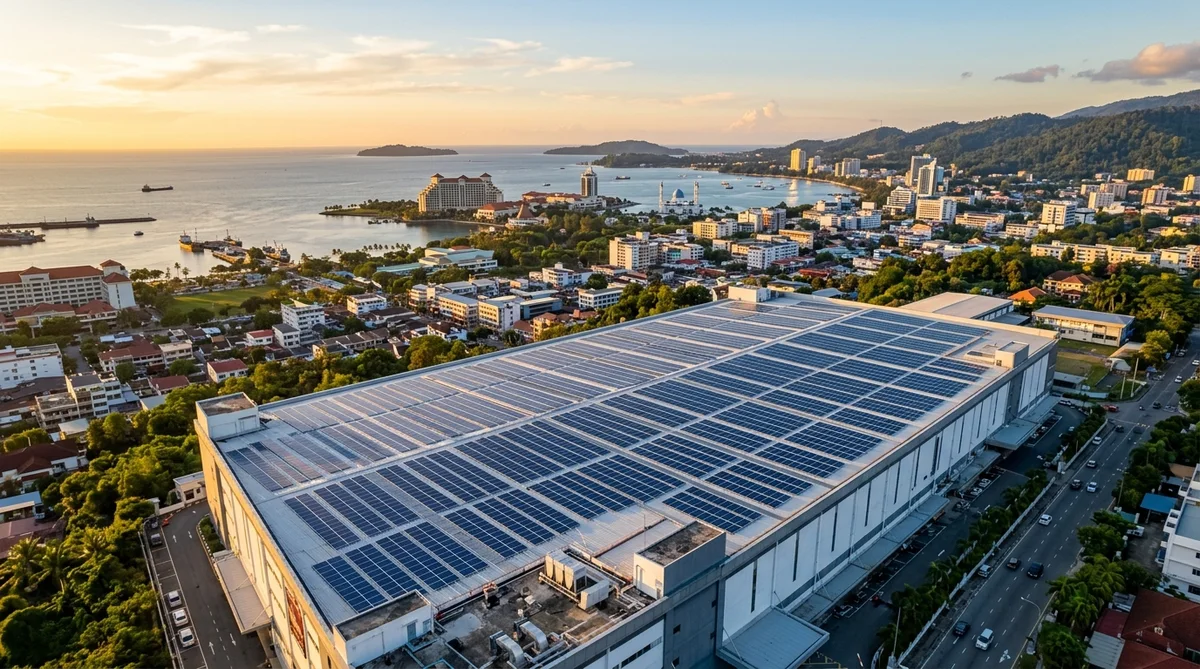 Commercial building with rooftop solar in Sabah