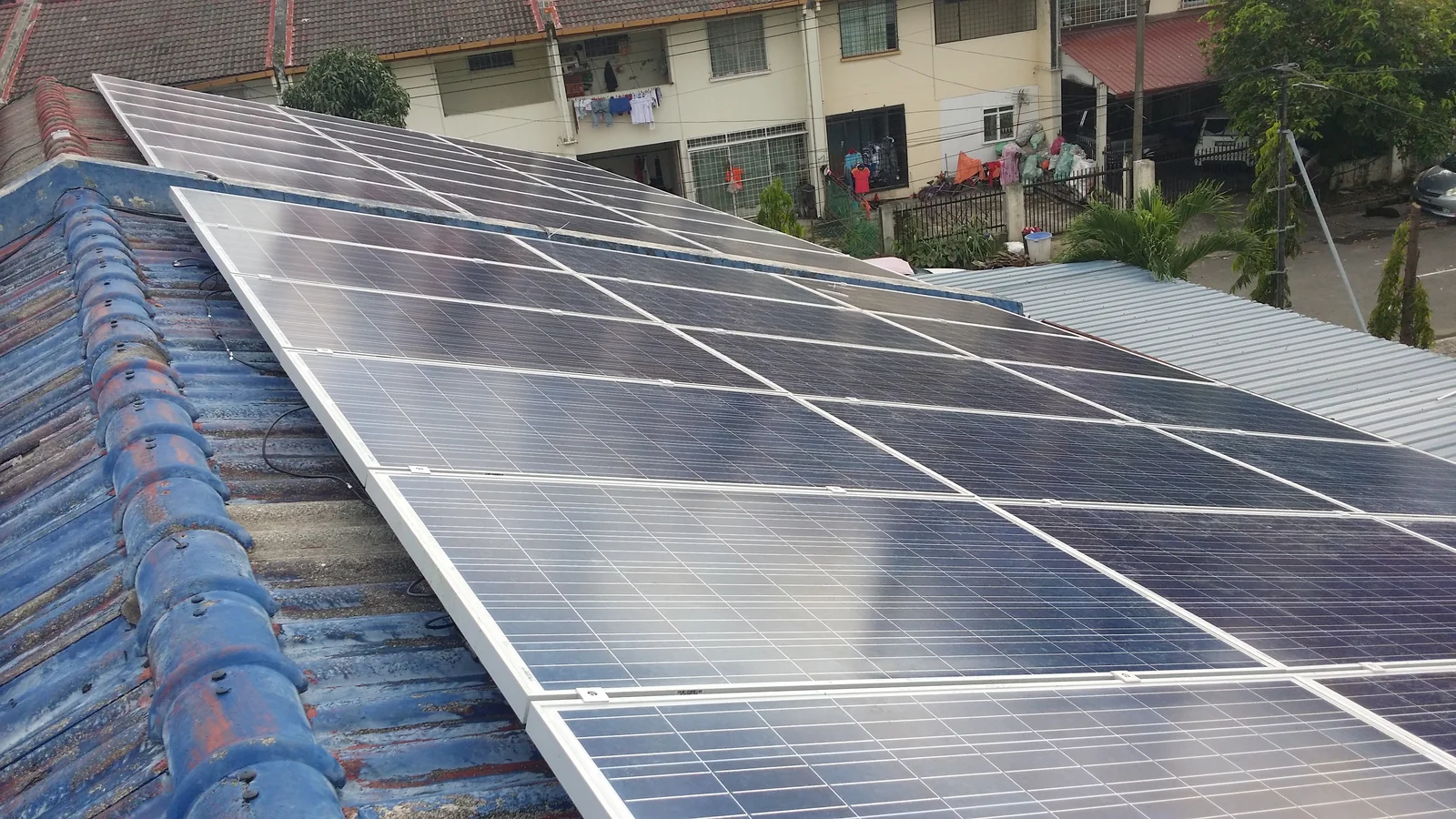 Residential rooftop solar installation at a home in Beverly Hills, Sabah