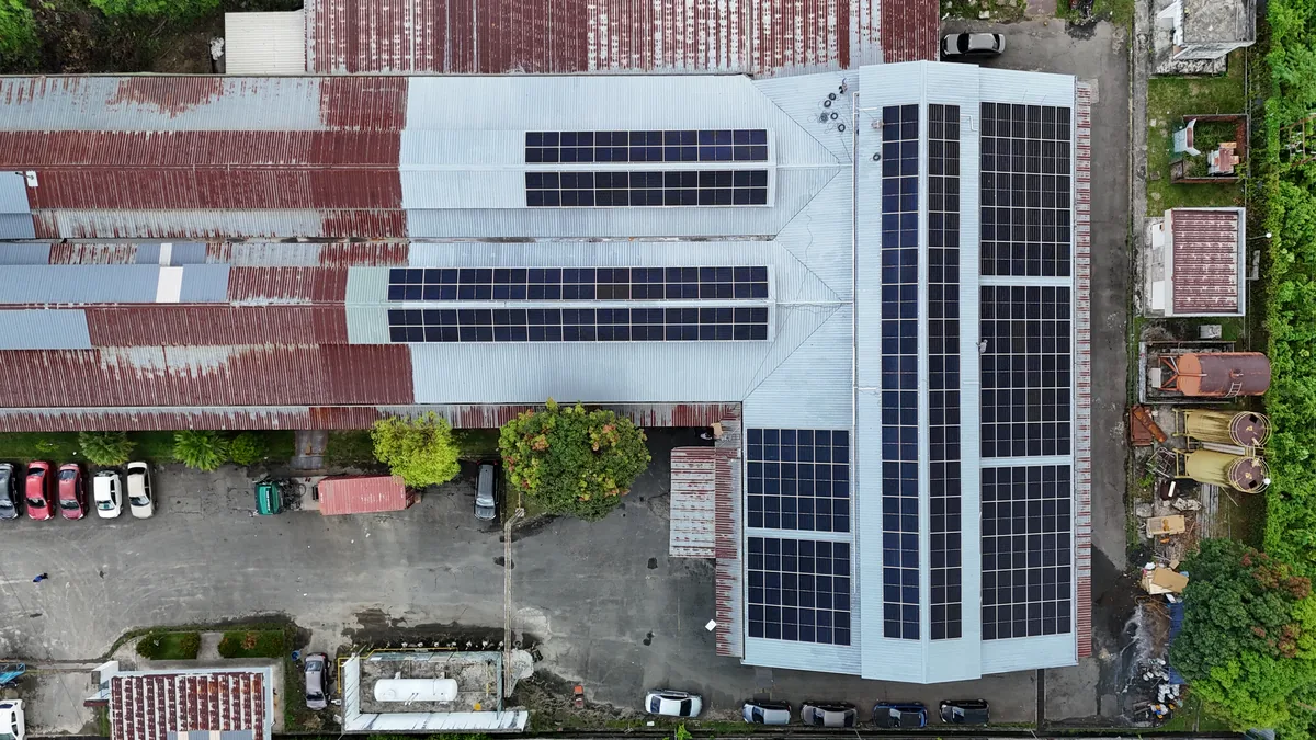 F&B manufacturing factory rooftop covered with solar panels in Lokawi, Sabah