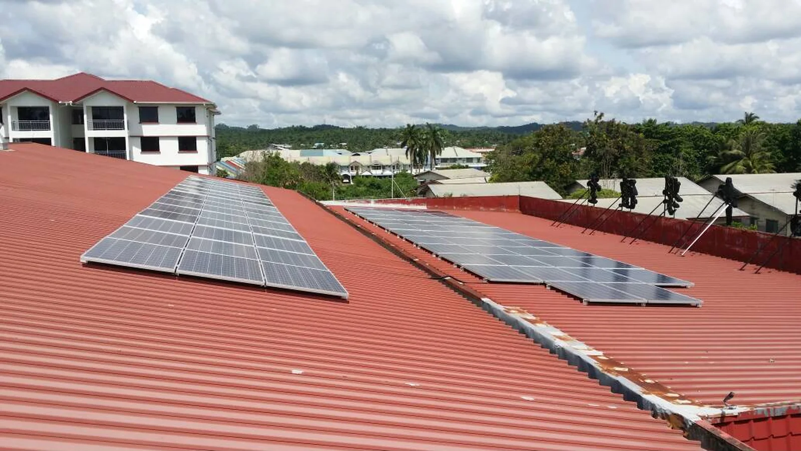 Solar panel installation at a school in Lahad Datu, Sabah