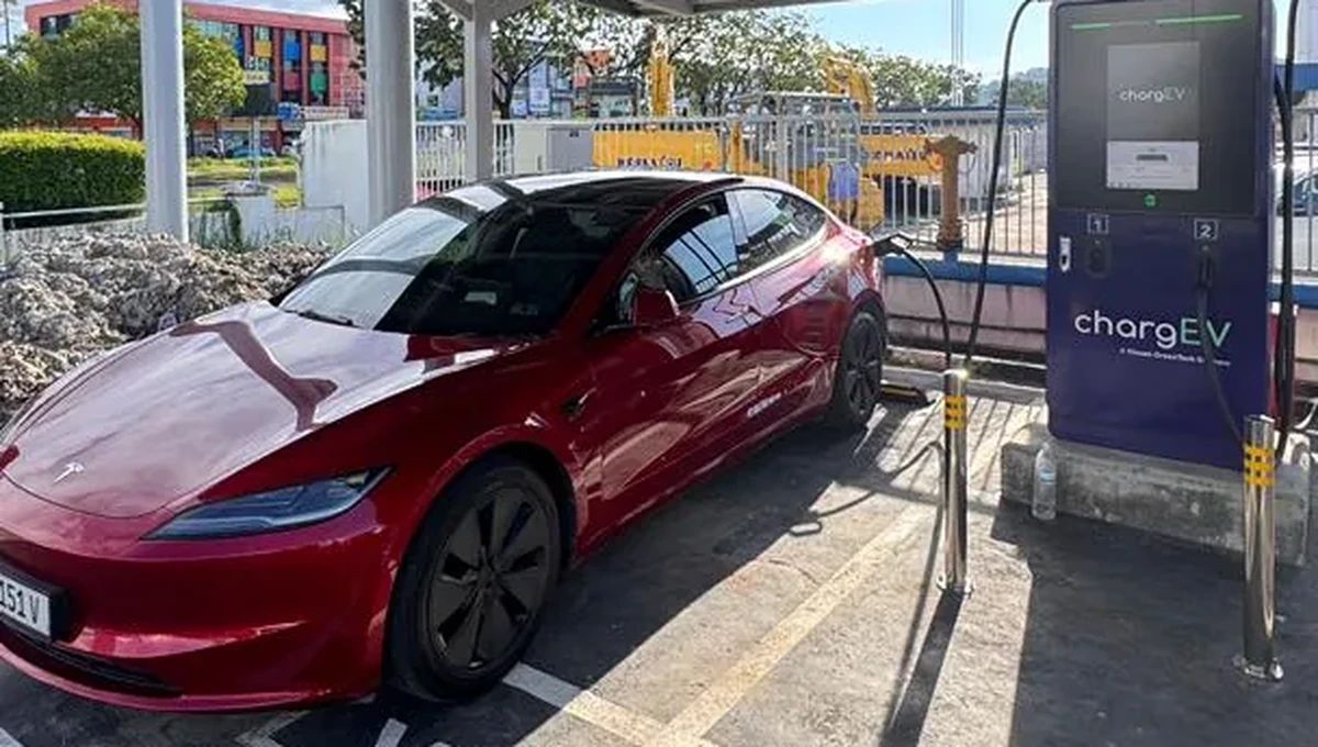 Electric vehicle DC fast charging station at Lexus dealership in Kota Kinabalu