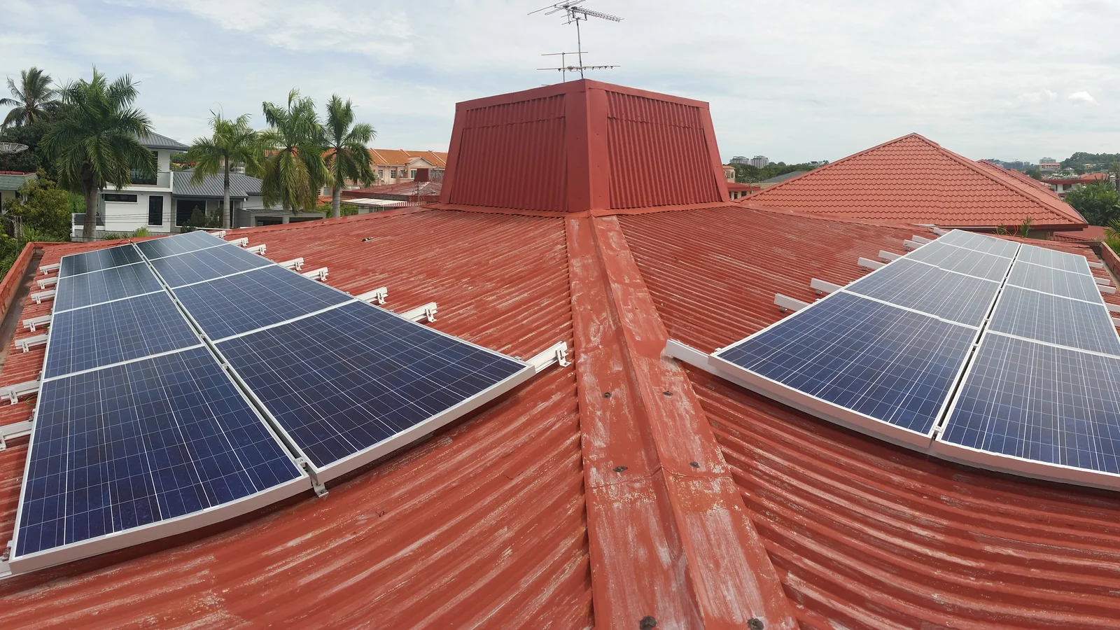 Residential rooftop solar installation at a home in Luyang, Sabah