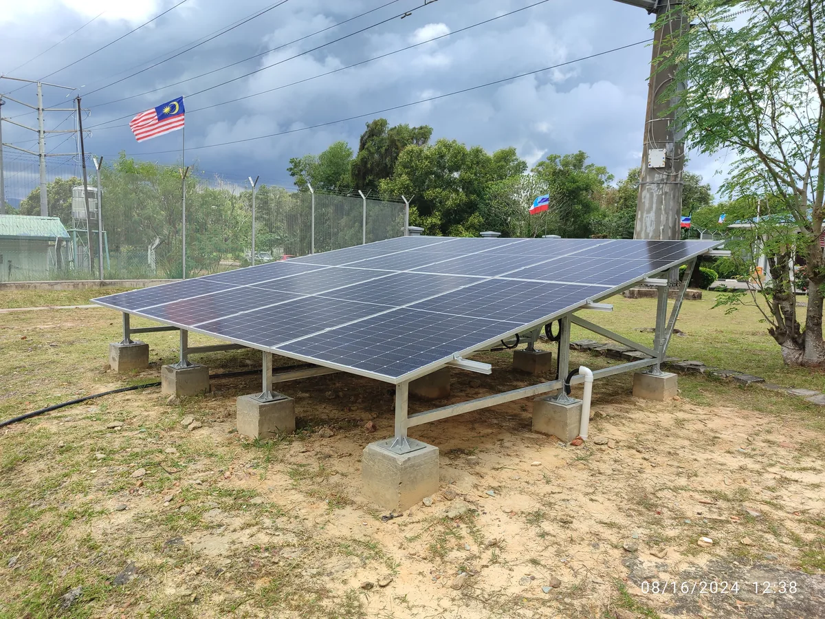 Utilities and energy industry facility with off-grid solar array and battery storage in Sepanggar, Sabah